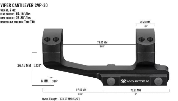 Vortex Pro Extended Cantilever Mount 30mm - Montage AR15